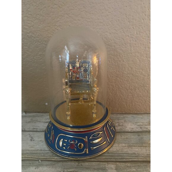 Franklin Mint “The Throne” Tutankhamun Egyptian Miniature w/ Glass Dome - Picture 3 of 14